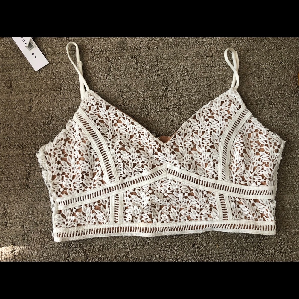 Kendall and Kylie White Lace Crop Top